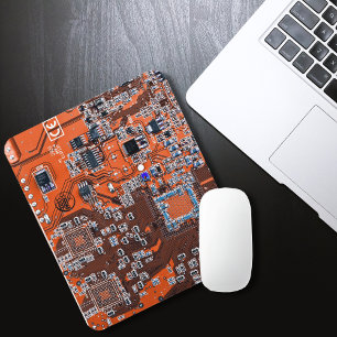 Computer Geek Circuit Board - orange Mouse Mat