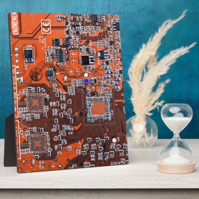 Computer Geek Circuit Board Orange Plaque (Side)
