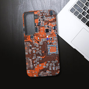 Computer Geek Circuit Board Orange Samsung Galaxy Case