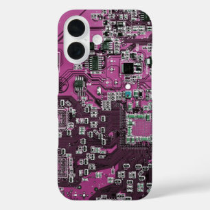 Computer Geek Circuit Board Purple iPhone 16 Case