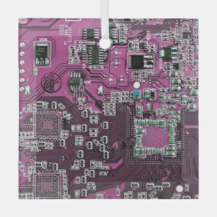 Computer Geek Circuit Board - Purple Glass Tree Decoration