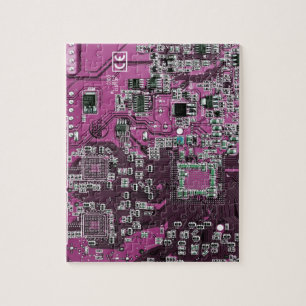 Computer Geek Circuit Board - Purple Jigsaw Puzzle