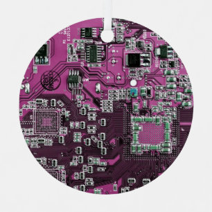 Computer Geek Circuit Board Purple Metal Tree Decoration