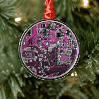 Computer Geek Circuit Board - Purple Metal Tree Decoration