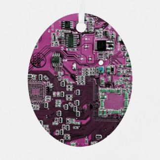 Computer Geek Circuit Board Purple Metal Tree Decoration