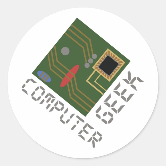Computer Geek Classic Round Sticker (Front)