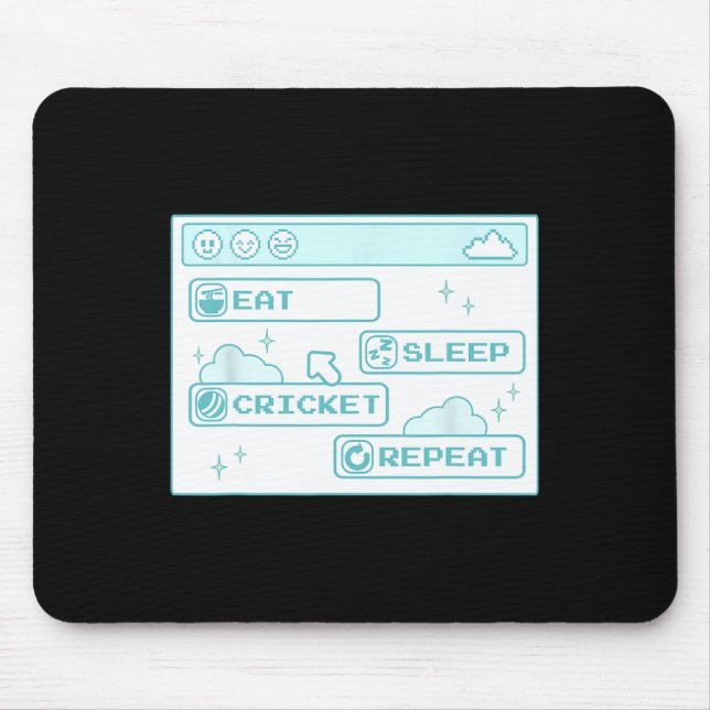 Computer Geek Eat Sleep Cricket Repeat Boys Cool C Mouse Mat (Front)