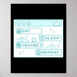 Computer Geek Eat Sleep Cricket Repeat Boys Cool C Poster