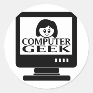 Computer Geek Girl Female Classic Round Sticker