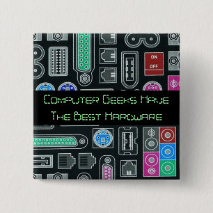 Computer Geek Humour Black Input Pattern Key Chain 15 Cm Square Badge