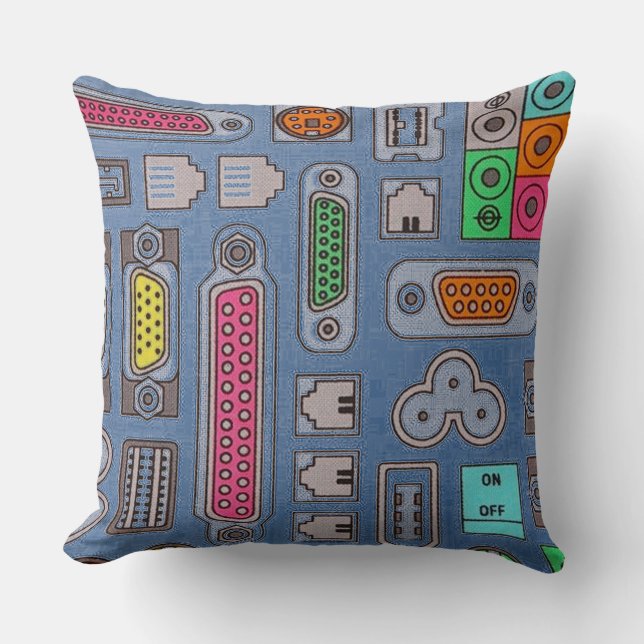 Computer Geek Input Pattern Throw Pillow (Front)