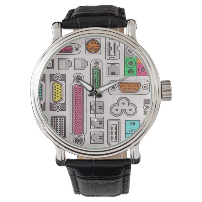 Computer Geek Input Pattern Wrist Watch (Front)