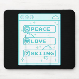 Computer geek peace love skiing lover ski lover mouse mat