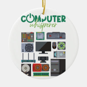 Computer Geek Tech Nerd Cool Support. Ceramic Tree Decoration