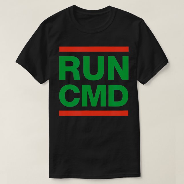 Computer Geeks 80s Command Prompt RUN CMD  T-Shirt (Design Front)