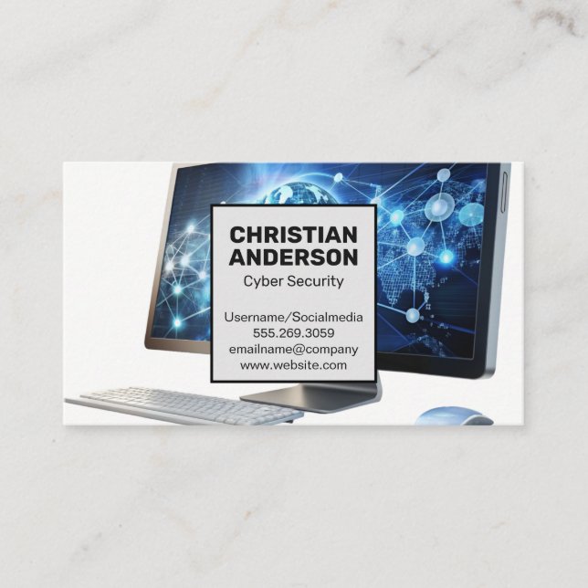 Computer Global Networking | Tech Support Business Card (Front)