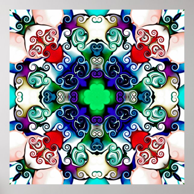 Computer graphics. Illustration of an abstract flo Poster (Front)