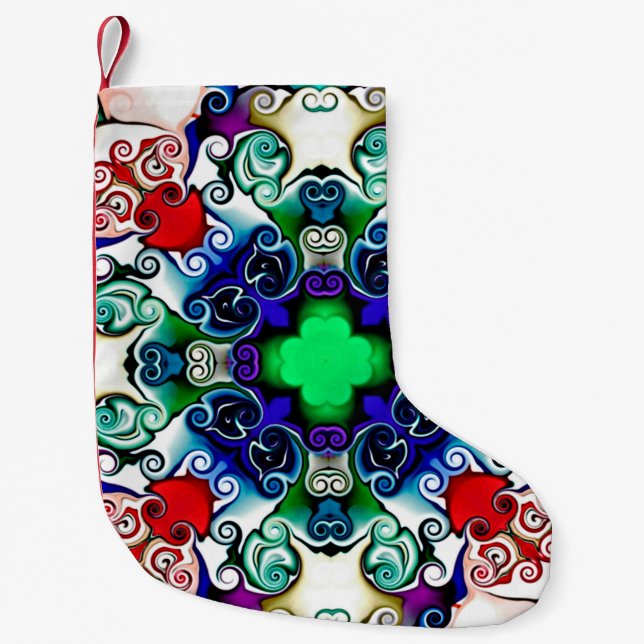 Computer graphics. Illustration of an abstract flo Small Christmas Stocking (Front)