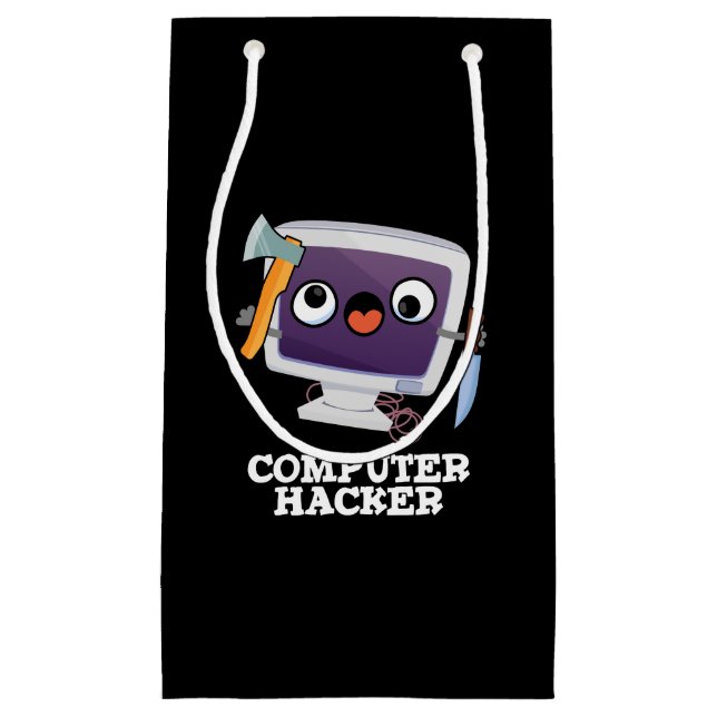 Computer Hacker Funny Technology Pun Dark BG Small Gift Bag (Front)