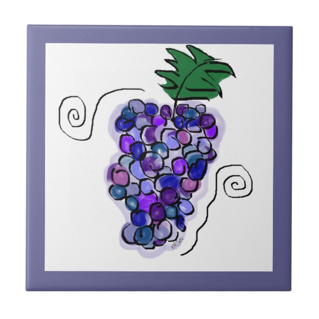 Computer Hand Drawn Grapes Tile (Front)