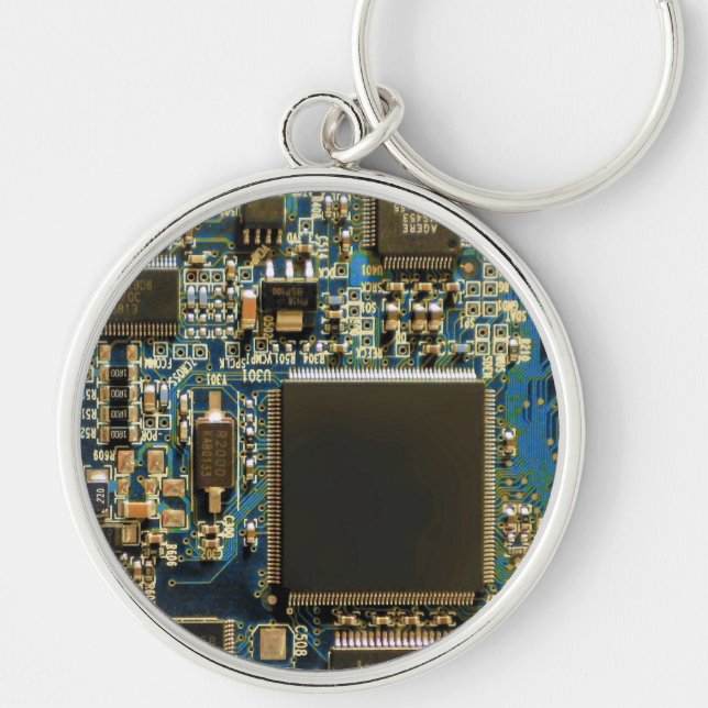 Computer Hard Drive Circuit Board - Blue Key Ring (Front)