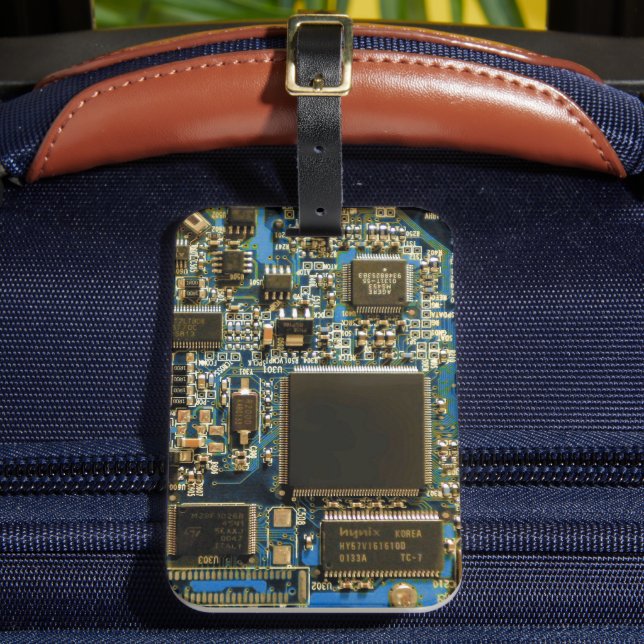 Computer Hard Drive Circuit Board - Blue Luggage Tag (Front Insitu 2)