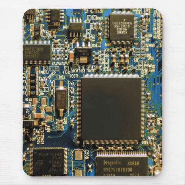 Computer Hard Drive Circuit Board - Blue Mouse Mat (Front)