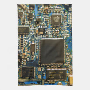 Computer Hard Drive Circuit Board - Blue Tea Towel