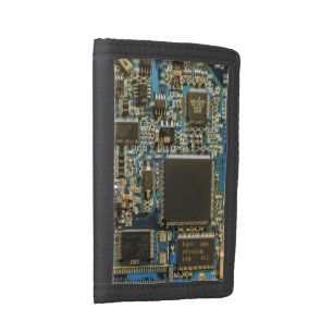 Computer Hard Drive Circuit Board - Blue Tri-fold Wallet