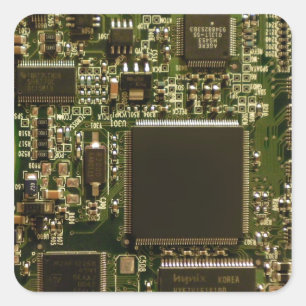 Computer Hard Drive Circuit Board - Green Square Sticker