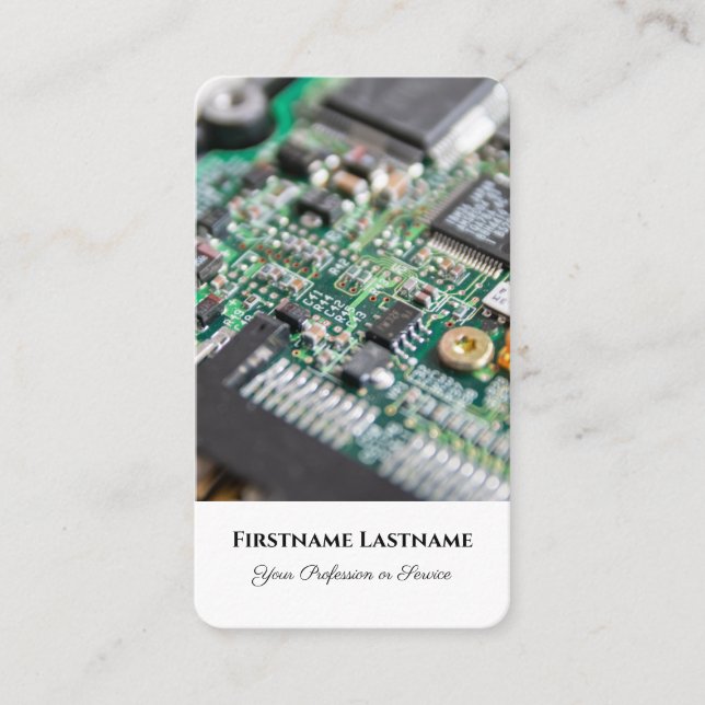 Computer hardware expert circuit board storage business card (Front)