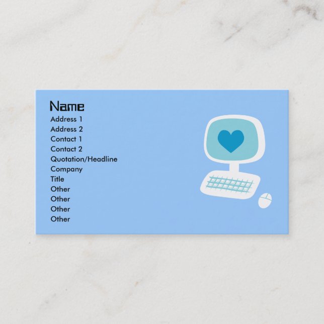 Computer Heart Business Cards (Front)