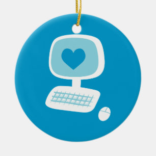 Computer Heart Ceramic Tree Decoration