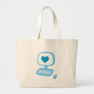 Computer Heart Large Tote Bag