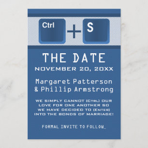 Computer Key Control Save the Date, Blue Save The Date