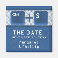 Computer Key Control Save the Date Magnet, Blue