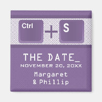 Computer Key Control Save the Date Magnet, Purple