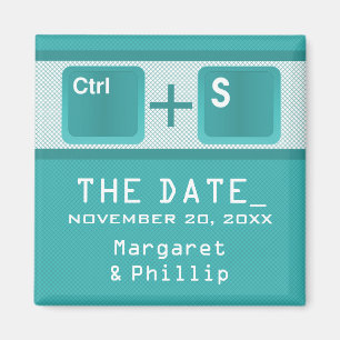Computer Key Control Save the Date Magnet, Teal Magnet