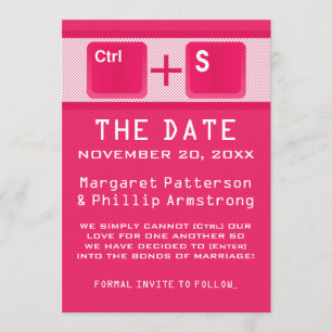 Computer Key Control Save the Date, Pink Date