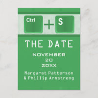 Computer Key Control Save the Date Postcard, Green