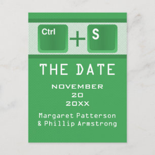 Computer Key Control Save the Date Postcard, Green Announcement Postcard