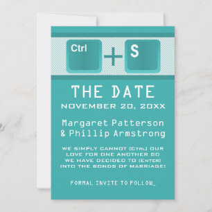 Computer Key Control Save the Date, Teal Date