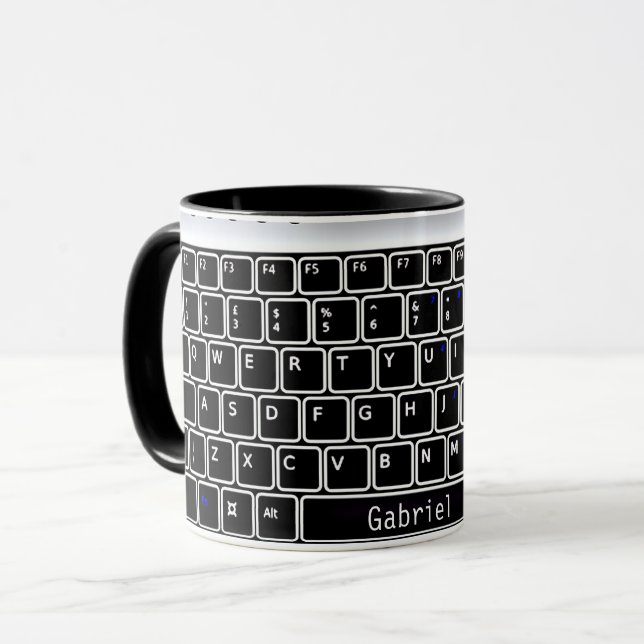 Computer Keyboard Design Coffee Mug (Front Left)