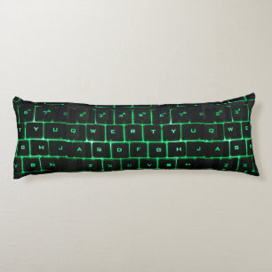 Computer Keyboard qwerty green keys Body Cushion