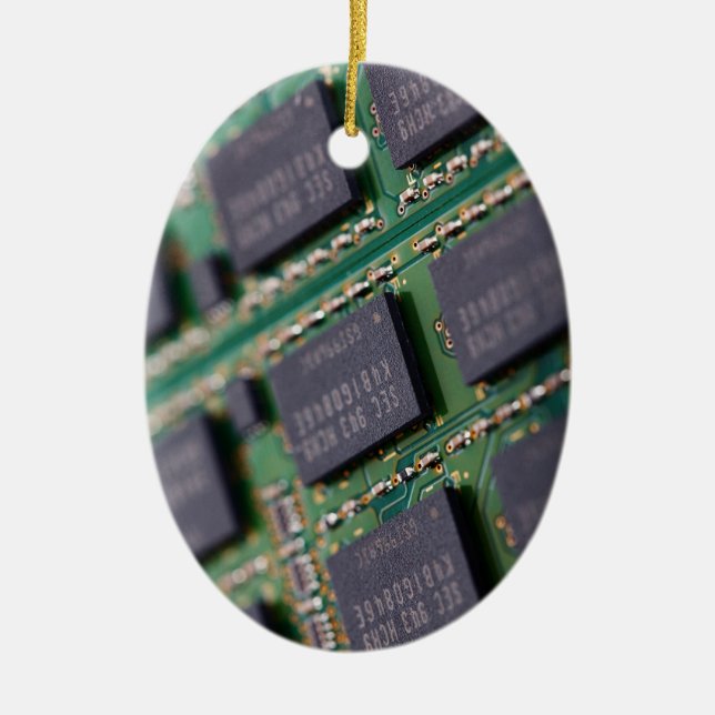 Computer Memory Chips Ceramic Tree Decoration (Front)