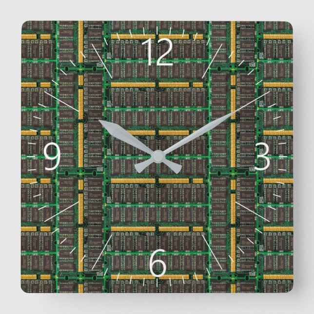 Computer memory modules background square wall clock (Front)