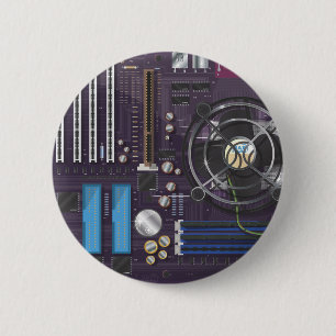 Computer Motherboard 6 Cm Round Badge
