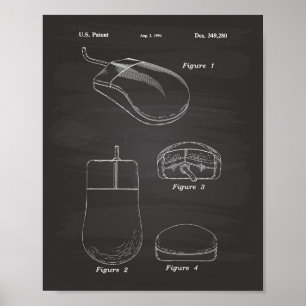 Computer Mouse 1994 Patent Art Chalkboard Poster