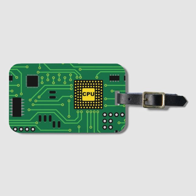 Computer Nerd Circuit Board CPU Luggage Tag (Front Horizontal)