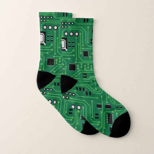 Computer Nerd Circuit Board CPU Socks (Pair)
